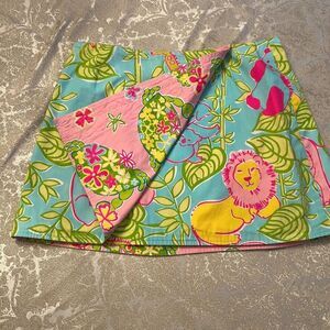 EUC Lilly Pulitzer White Label Connie Reversible Skirt San Diego Zoo Print Sz 6